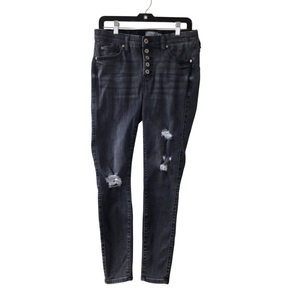 Torrid Jeans Women’s 10 Black Bombshell Skinny Distressed Stretch 10 R Regular